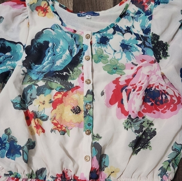 TRULY Me By Sara Sara Floral Chiffon Shorts Romper Size 14 Perfect For Spring. - Picture 4 of 6